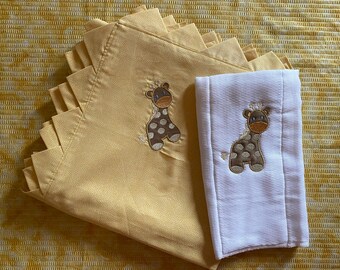 Personalized Baby Blanket: Handmade Embroidered Giraffe, mickey mouse, etc. Lovie