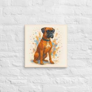 Boxer Dog watercolour print on Canvas