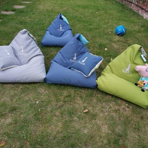 Personalised Toddler Beanbag Chair: Bunny Embroidery, Handmade Kids Seat image 3