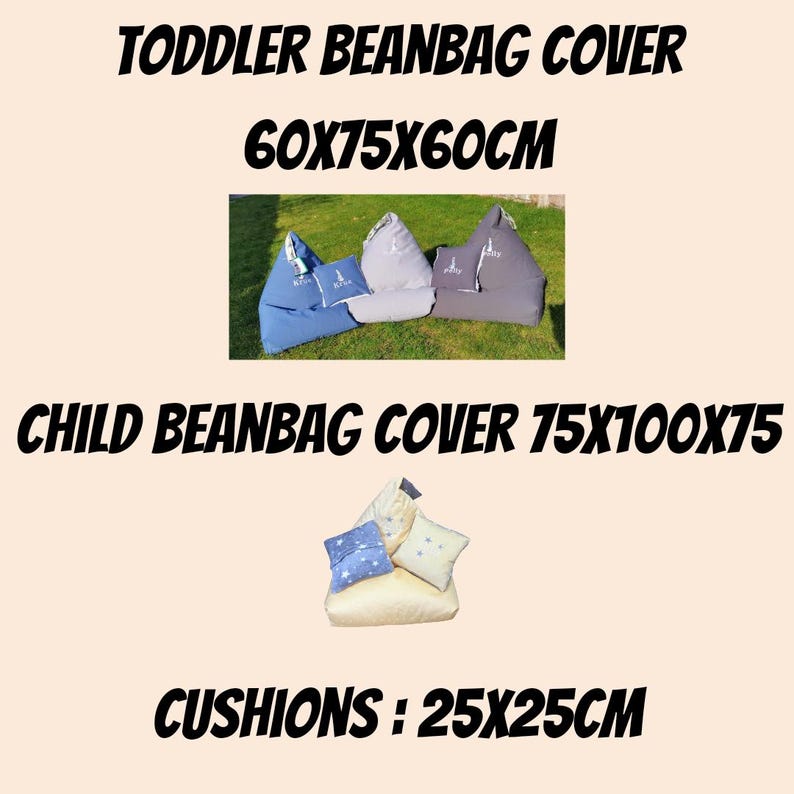 Personalised Toddler Beanbag Chair: Bunny Embroidery, Handmade Kids Seat image 7
