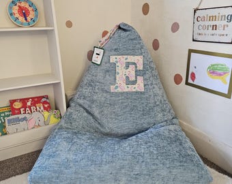 Kids Beanbag Chair – Personalised Initial, Soft Chenille, After‑School Calm Seat