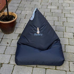 Personalised Toddler Beanbag Chair: Bunny Embroidery, Handmade Kids Seat image 6
