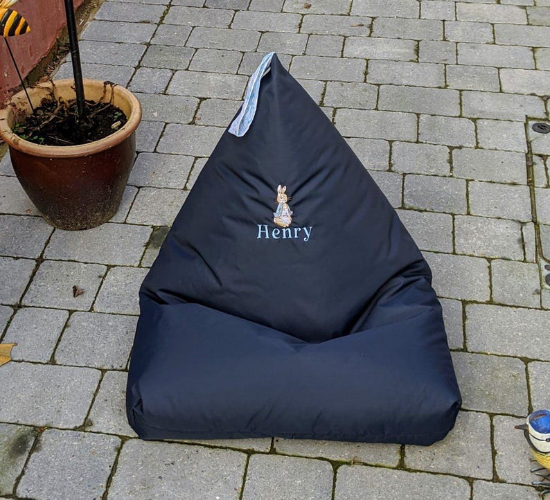 Personalised Toddler Beanbag Chair: Bunny Embroidery, Handmade Kids Seat image 6