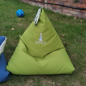 Personalised Toddler Beanbag Chair: Bunny Embroidery, Handmade Kids Seat image 2