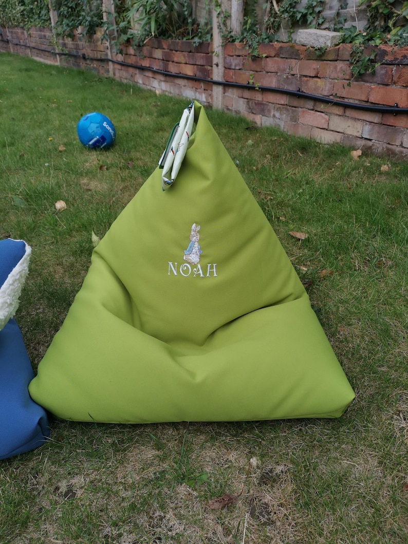 Personalised Toddler Beanbag Chair: Bunny Embroidery, Handmade Kids Seat image 2