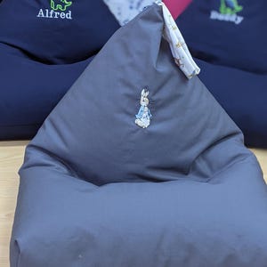 Personalised Toddler Beanbag Chair: Bunny Embroidery, Handmade Kids Seat image 5