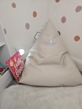 Personalised Toddler Beanbag Chair: Bunny Embroidery, Handmade Kids Seat