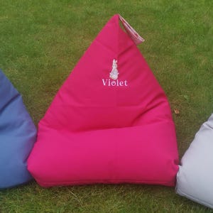 Personalised Toddler Beanbag Chair: Bunny Embroidery, Handmade Kids Seat image 4