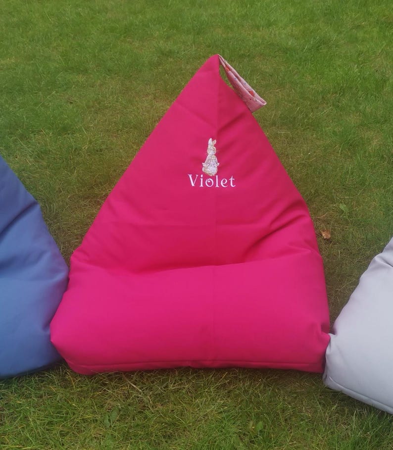 Personalised Toddler Beanbag Chair: Bunny Embroidery, Handmade Kids Seat image 4