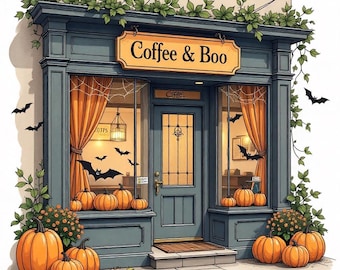 Coffee & Boo I A Cozy Halloween Coloring Book