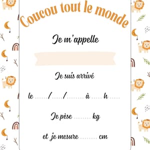 Welcome baby card, birth announcement, to personalize, card to place in the crib