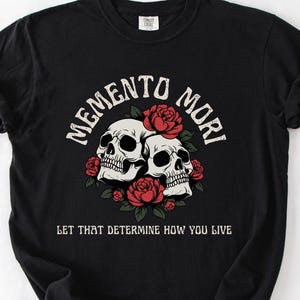 Comfort Colors Memento Mori Skull Shirt: Gothic Rose Tattoo Design