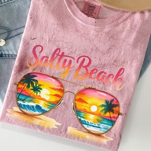 Salty Beach T-Shirt: Retro Sunset Graphic Tee - Comfort Colors® Colorblast