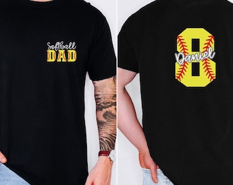 Personalized Softball Dad Shirt, Custom Jersey Number Gift
