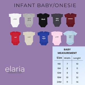Puede incluir: Una colecci&oacute;n de bodies para beb&eacute;s en varios colores, incluyendo blanco, gris, negro, gris oscuro, granate, rojo, arena, azul real, rosa y azul claro. La imagen tambi&eacute;n incluye una tabla de medidas para beb&eacute;s con dimensiones en cent&iacute;metros.