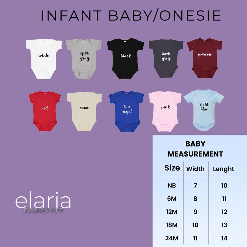 Puede incluir: Una colecci&oacute;n de bodies para beb&eacute;s en varios colores, incluyendo blanco, gris, negro, gris oscuro, granate, rojo, arena, azul real, rosa y azul claro. La imagen tambi&eacute;n incluye una tabla de medidas para beb&eacute;s con dimensiones en cent&iacute;metros.
