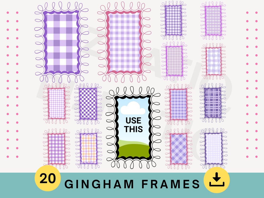 20 Gingham Frame Borders Bundle Editable Border Frames Custom Canva ...