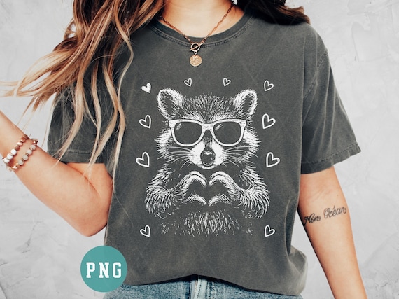 Valentine Raccoon PNG, Cute Raccoon PNG shirt design, Retro Valentine png, Valentine Day love, Raccoon with sunglasses Shirt design svg