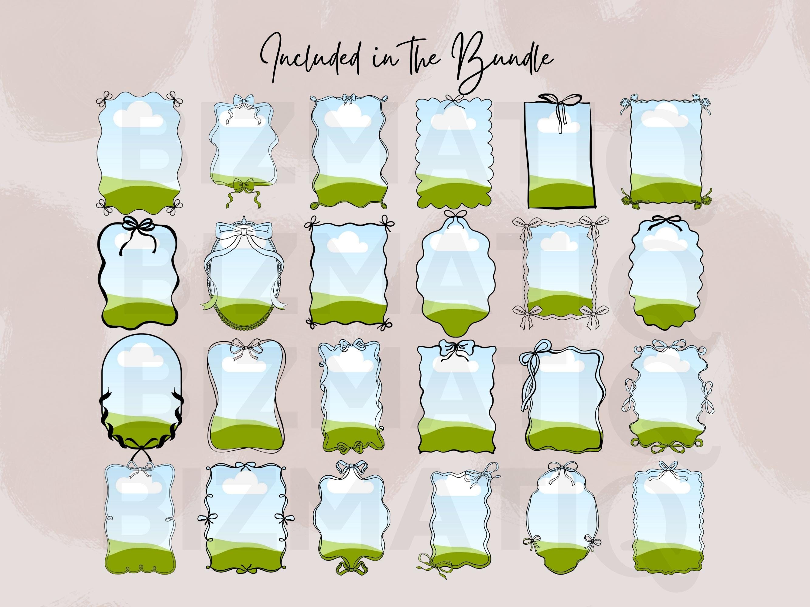 36 Custom Bow Canva Frame Templates Editable Coquette Bow Border Frames ...