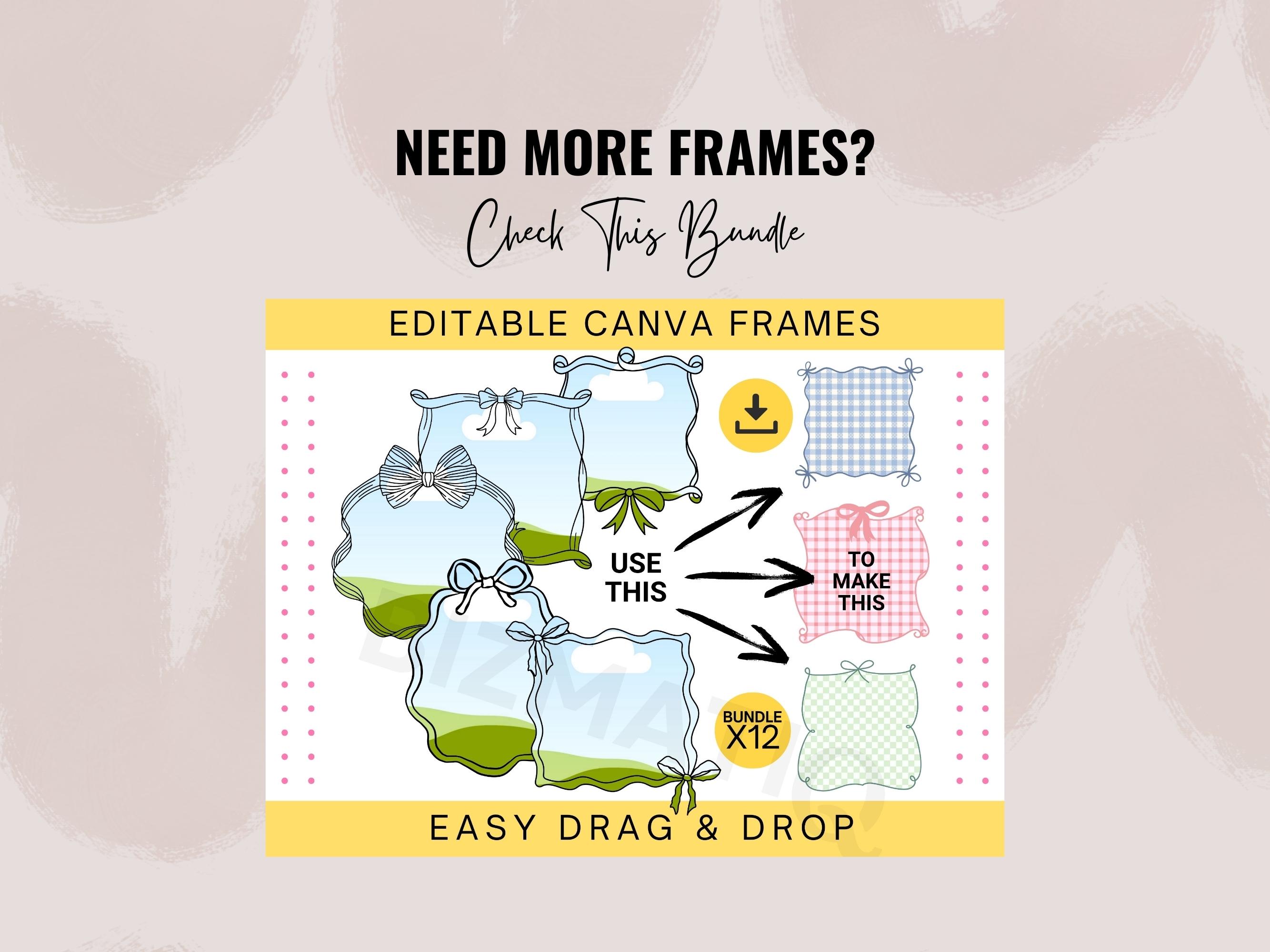 Editable Coquette Bow Border Frames BUNDLE Custom Bow Canva Frame ...