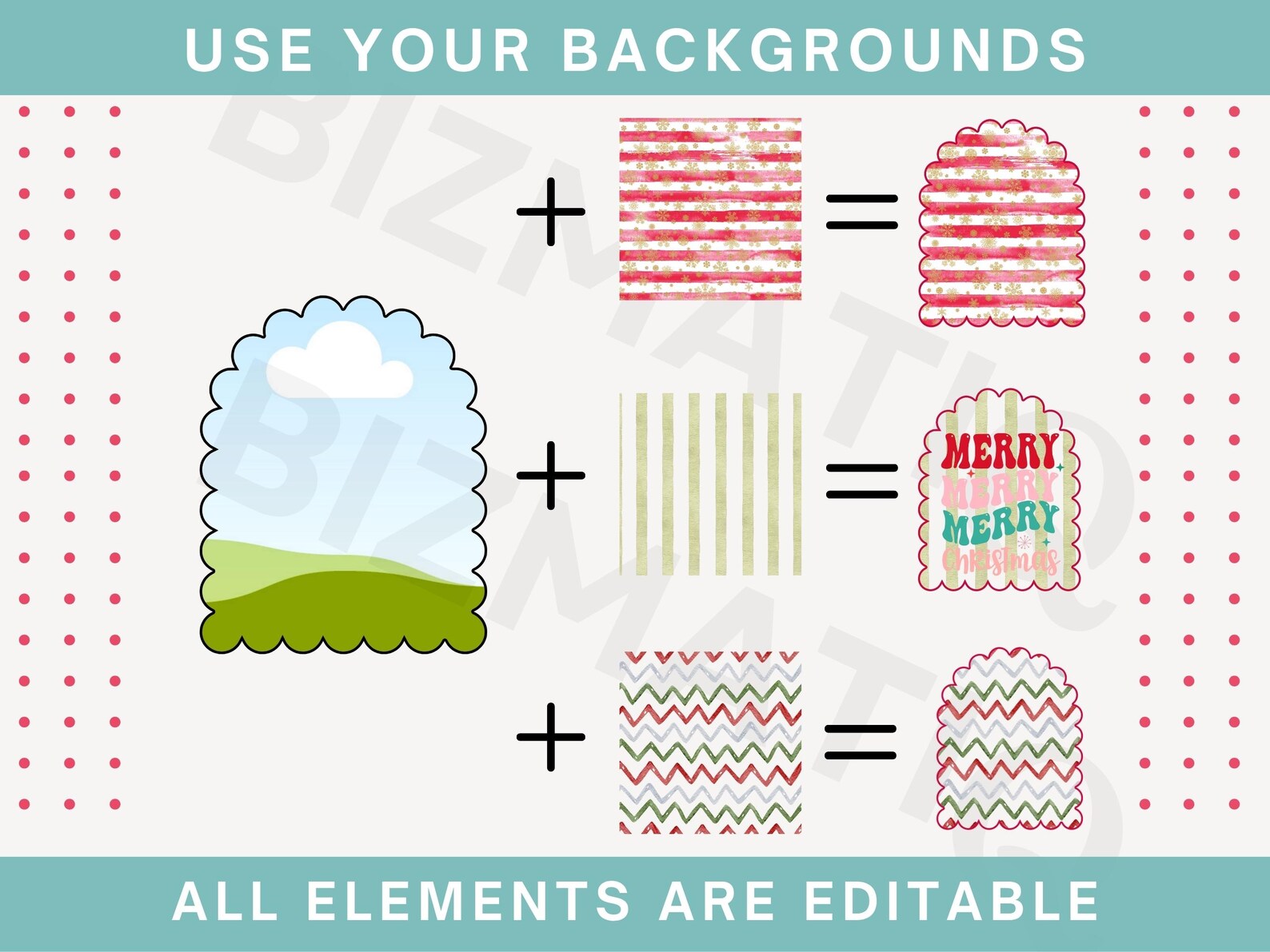 22 Scalloped Frames Bundle Drag & Drop Canva Frame Template Preppy ...