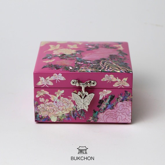 Mother of Pearl Korean Najeon Peony Bloom Jewelry Box 4