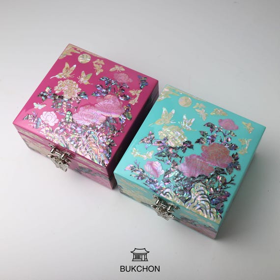 Mother of Pearl Korean Najeon Peony Bloom Jewelry Box 4