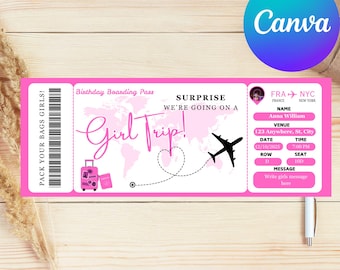 Editable Boarding Pass Template: Girls Trip Invite (Digital Download)