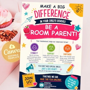 Editable Room Parent Flyer Template: Canva Volunteer Recruitment (Digital Download)