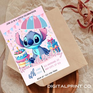 Editable Stitch Birthday Invitation Template, Printable Birthday Party Invitations, Digital Kids Party Invite Boys & Girls Bday Card Evite