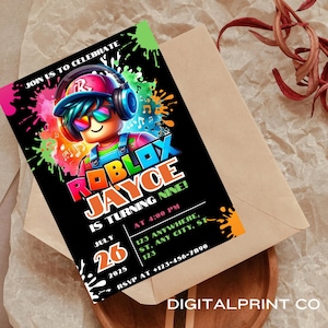 Roblox Birthday Invitation Template: Game Party Invite (Editable, 5x7)