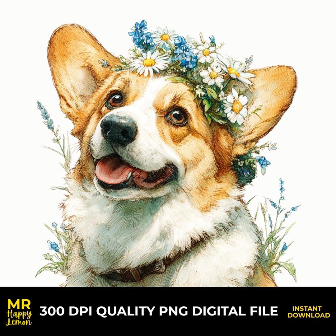 Cottagecore Corgi Spring Flower Crown Mother’s Day Gift for Dog Mom ...