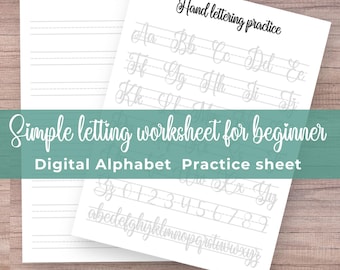 Hand Lettering Alphabet Practice Sheets | Beginner Workbook (Digital Download)