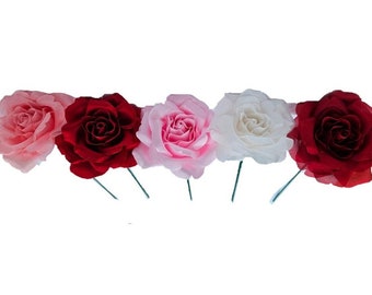 Valentine's Day Flowers Bouquet - 5 Flowers Roses on long stem Hand-Made in NYC