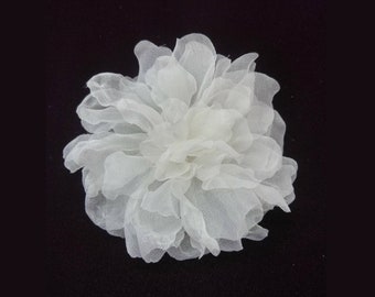 M&S Schmalberg 5.5&quot; Silk Organza Gardenia Wedding Flower Hair-Clip - Made in USA  (Bridal Flower)