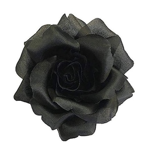 M&S Schmalberg 3.5 Black Silk Rose Fabric Flower Pin Brooch Made in USA image 1