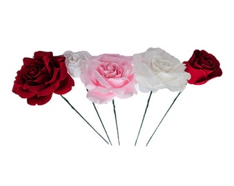 Valentine's Day Flowers Bouquet - 5 Flowers Roses on long stem Hand-Made in NYC