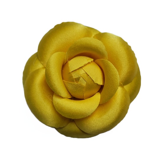 M&S Schmalberg 3 Yellow Classic Camellia Brooch Pin Silk 