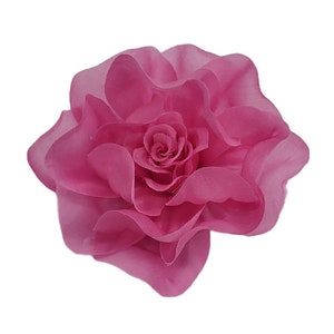 M&S Schmalberg 4.5" Modern Rose Couture Pink Silk Flower Brooch Pin