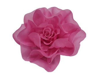 M & S Schmalberg 11,5 cm Moderne Rose Couture Seidenblumen Brosche