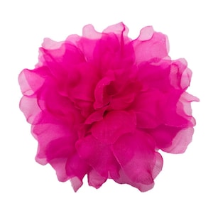 M&S Schmalberg 4.5&quot; Vibrant Fuchsia Pink Flower Gardenia Flower Silk Organza Millinery Fabric Flower Brooch Pin
