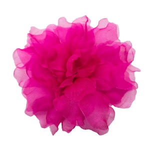 M&S Schmalberg 4.5 Vibrant Fuchsia Pink Flower Gardenia Flower Silk Organza Millinery Fabric Flower Brooch Pin image 1