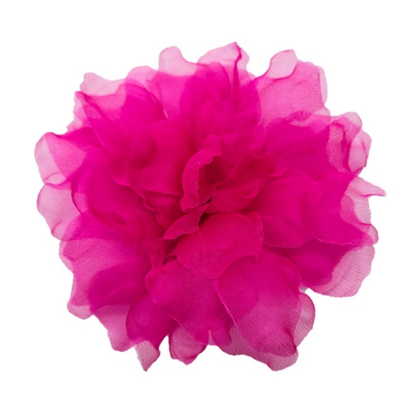M & S Schmalberg 4.5 "Fuchsia Pink Blume Gardenie Blume Seide Organza Modeschmuck Stoff Blumenbrosche Anstecknadel