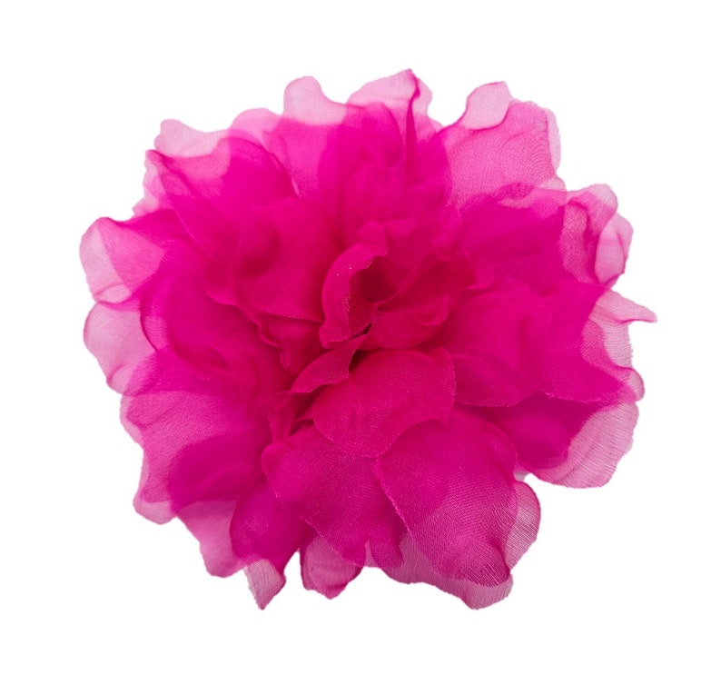 M&S Schmalberg 4.5 Vibrant Fuchsia Pink Flower Gardenia Flower Silk Organza Millinery Fabric Flower Brooch Pin image 1