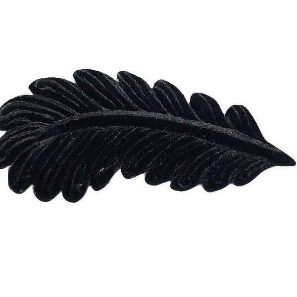 M&S Schmalberg Millinery Velvet Feather Shape Leaves - Approx 4" Black - Made in USA