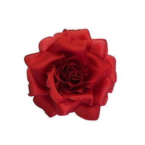 M&S Schmalberg 3.5" Red Silk Rose with hair-clip - Made in USA