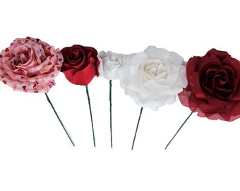 Valentine's Day Flowers Bouquet - 5 Flowers Roses on long stem Hand-Made in NYC