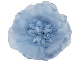 M & S Schmalberg 20 cm Silk Light Blue Open Rose Große übergroße Blumenbrosche - Made in den USA