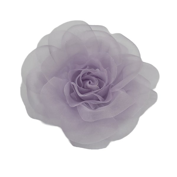 M&S Schmalberg 4" Lavender Light Purple Silk Organza Rose Flower Brooch Pin - Made in USA