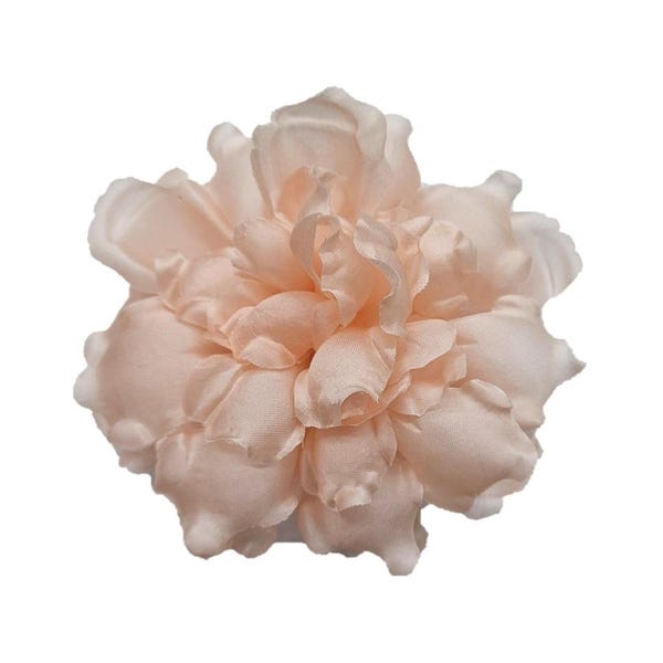 M&S Schmalberg 4.5" Blush Pinkish Peach Flower Gardenia Flower Silk Millinery Fabric Flower Brooch Pin